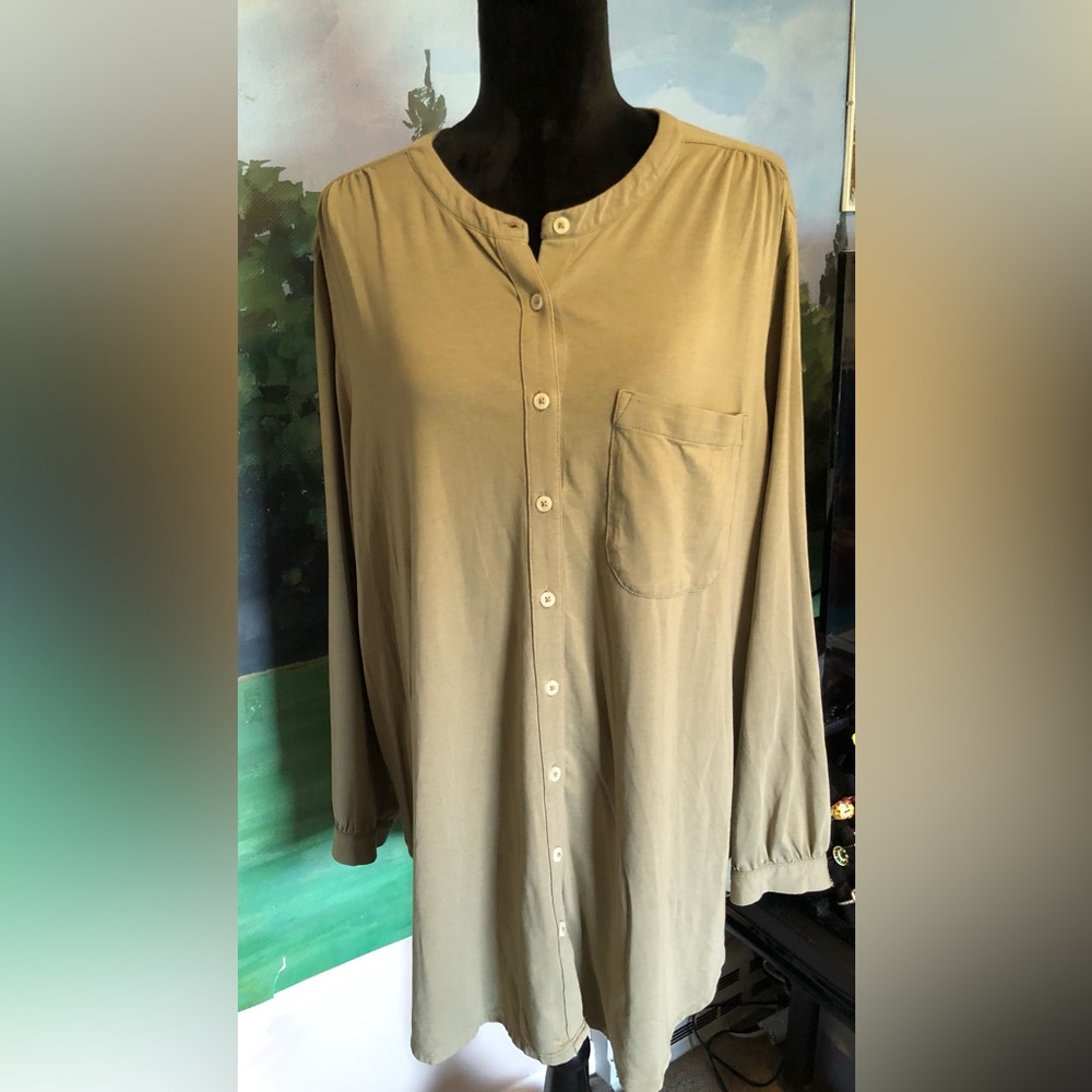 Lands' End Light Olive Green Tunic Shirt Sz. 2X 20W-22W